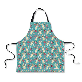

FORUDESIGNS Labrador Flowers Apron Baking Chefs Kitchen Cooking BBQ Anti-Fouling Chihuahua Printed Useful Kitchen Accessories