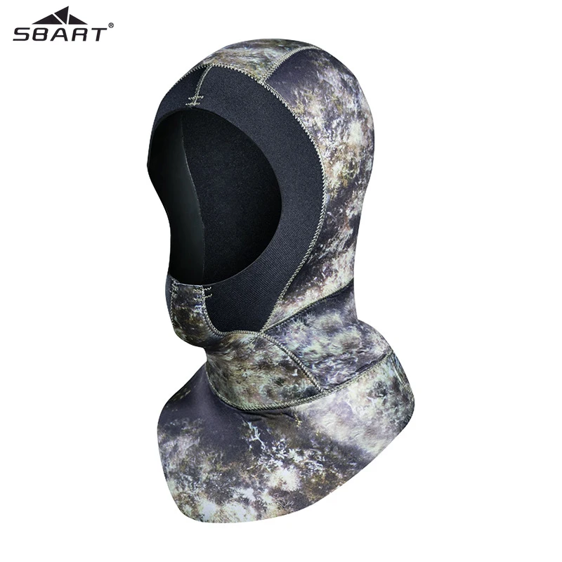 

Sbart 3MM Neoprene Diving Hood Adult Camo Winter Snorkel Wetsuit Warm Cap Hat Head Cover Bibbed long to Shoulder Scuba Hoodies