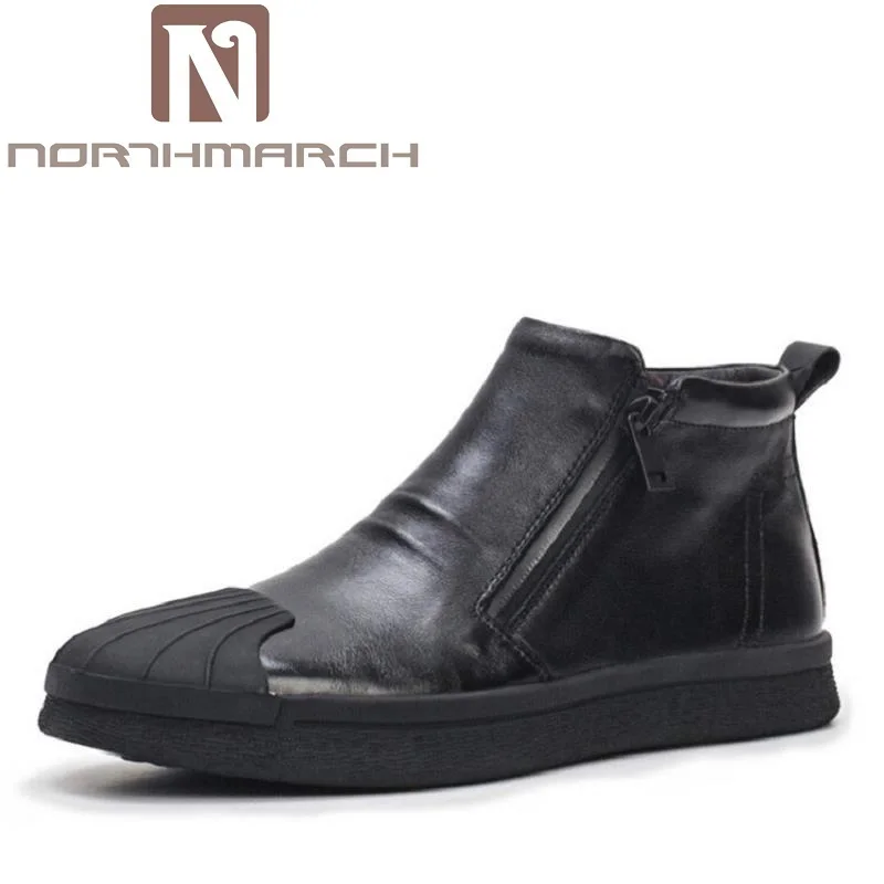 Calçado Clássicas E Botas Zip Da Couro Motocicleta Homme Preto Tornozelo Homens Outono Sapatos De Martin Northmarch Dos Inverno Bottine ZqP0z55