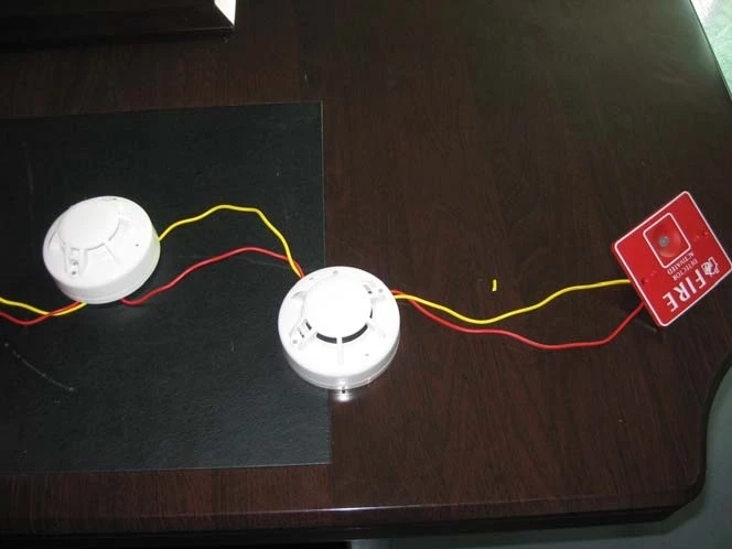 Smoke Detector, Heat Detector, Indicated LED wiring in one Zone