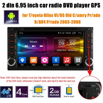 

2 Din 6.95 Inch Car DVD Player for Toyota Hilux VIOS Old Camry Prado RAV4 Prado 2003-2008 Radio GPS Bluetooth