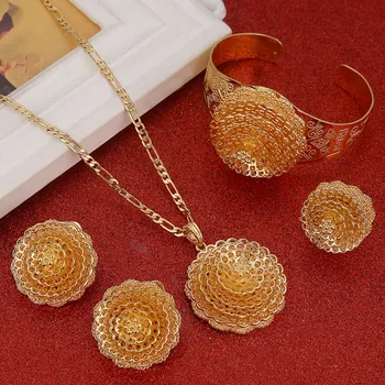 

Ethiopian Flower Eritrea Habesha Gold Color Jewelry Sets For Women Jewelry Set Gift