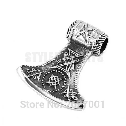 Norse Viking Axe Biker Men Ciondolo Odin Symbol Gioielli In Acciaio Inossidabile Ciondolo Motociclista Motore Nodo Celtico All'Ingrosso Swp0404B