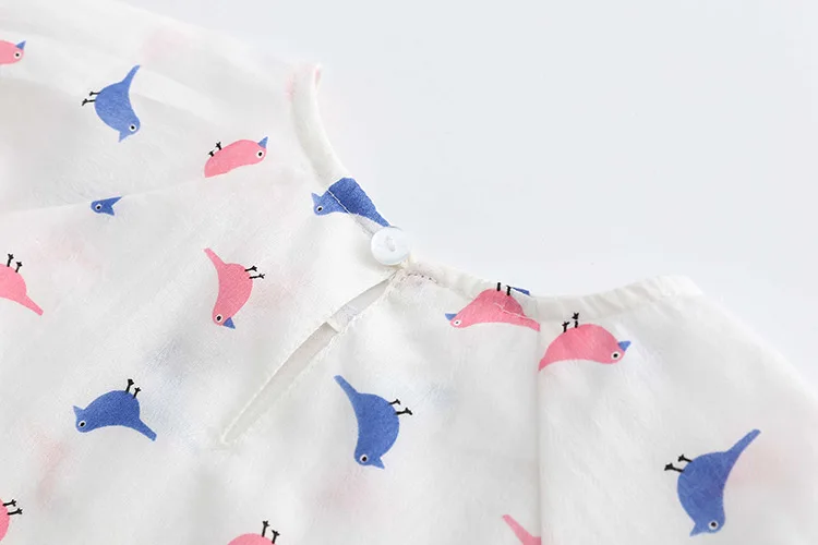 2018 Hot Summer 2 3 4 6 8 9 10Years Thin Sweet Cute Cartoon Animal Print Blouse Baby Kids Girls Short Lantern Sleeve Dress Shirt (25)
