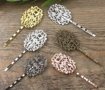 

24x31mm Blank Bobby Pins Hairpin Base Vintage Filigree Oval Flower Hair Clip Findings Hair Accessories for Women Hair Headwear