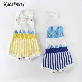 

Gold/blue crown design romper baby clothes autumn winter cotton handmade knitted jumpsuit toddler baby outwear 0-24m