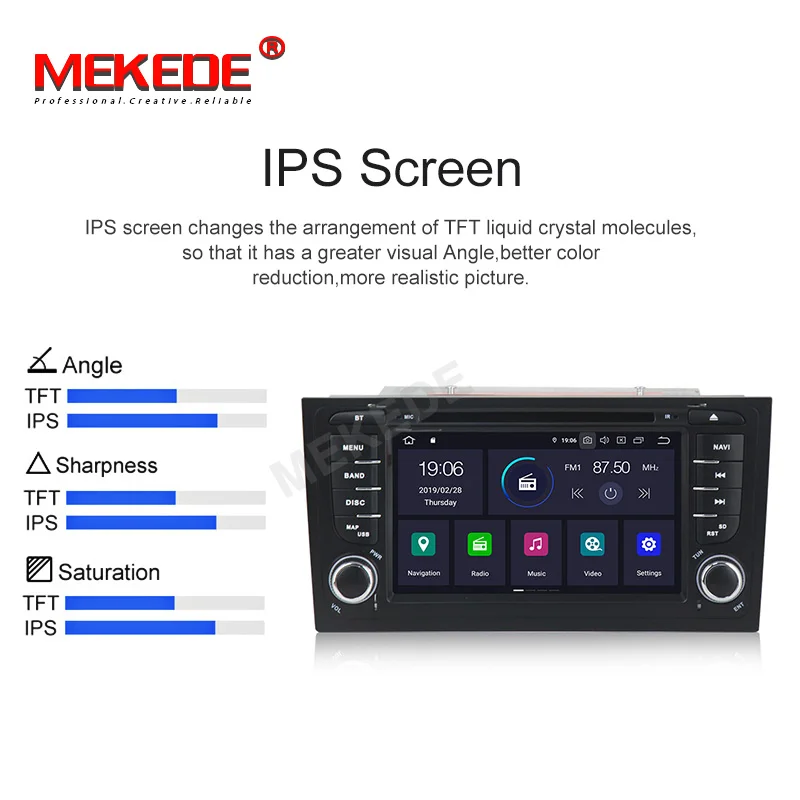 Best MEKEDE IPS DSP 2 Din  Android 9.0 Car Radio GPS Car DVD Player for Audi A6 S4 RS6 1997-2004 with WIFI BT audio multimedia 4