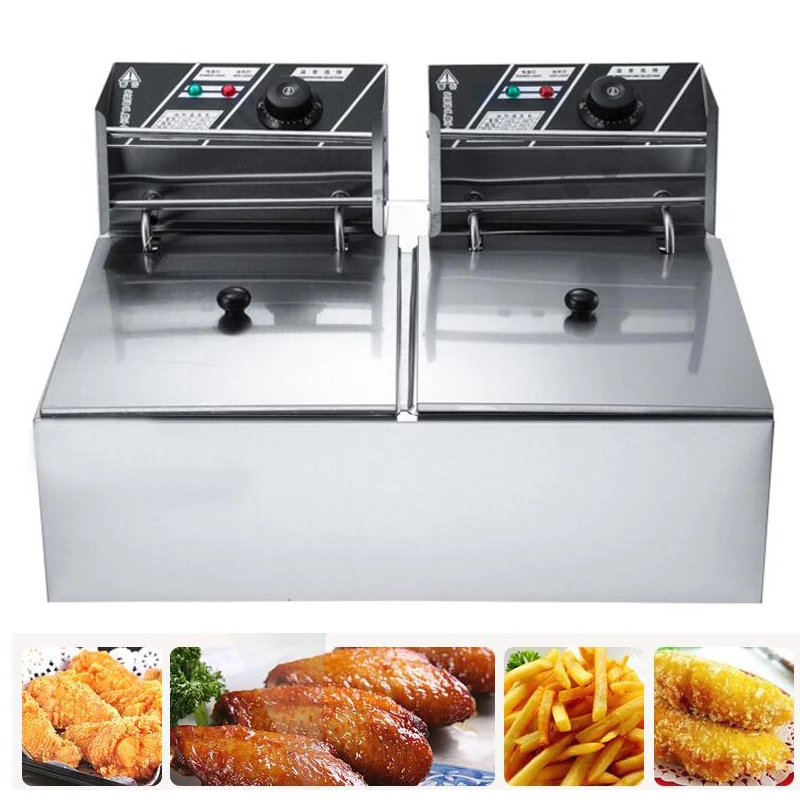 

double tank electric air fryer machine French Fries Fried Chicken Fryer