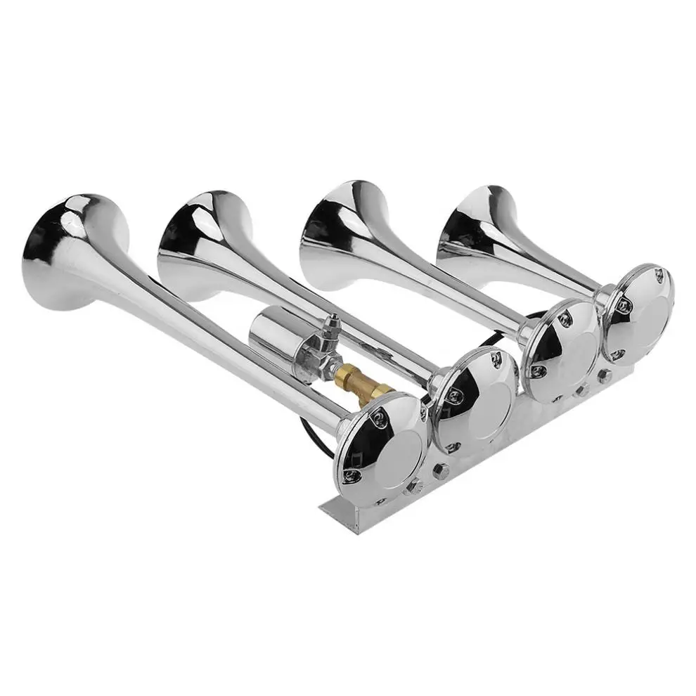 12V / 24V 185dB супер громкий звуковой сигнал четыре труба воздушный рожок для грузовой
