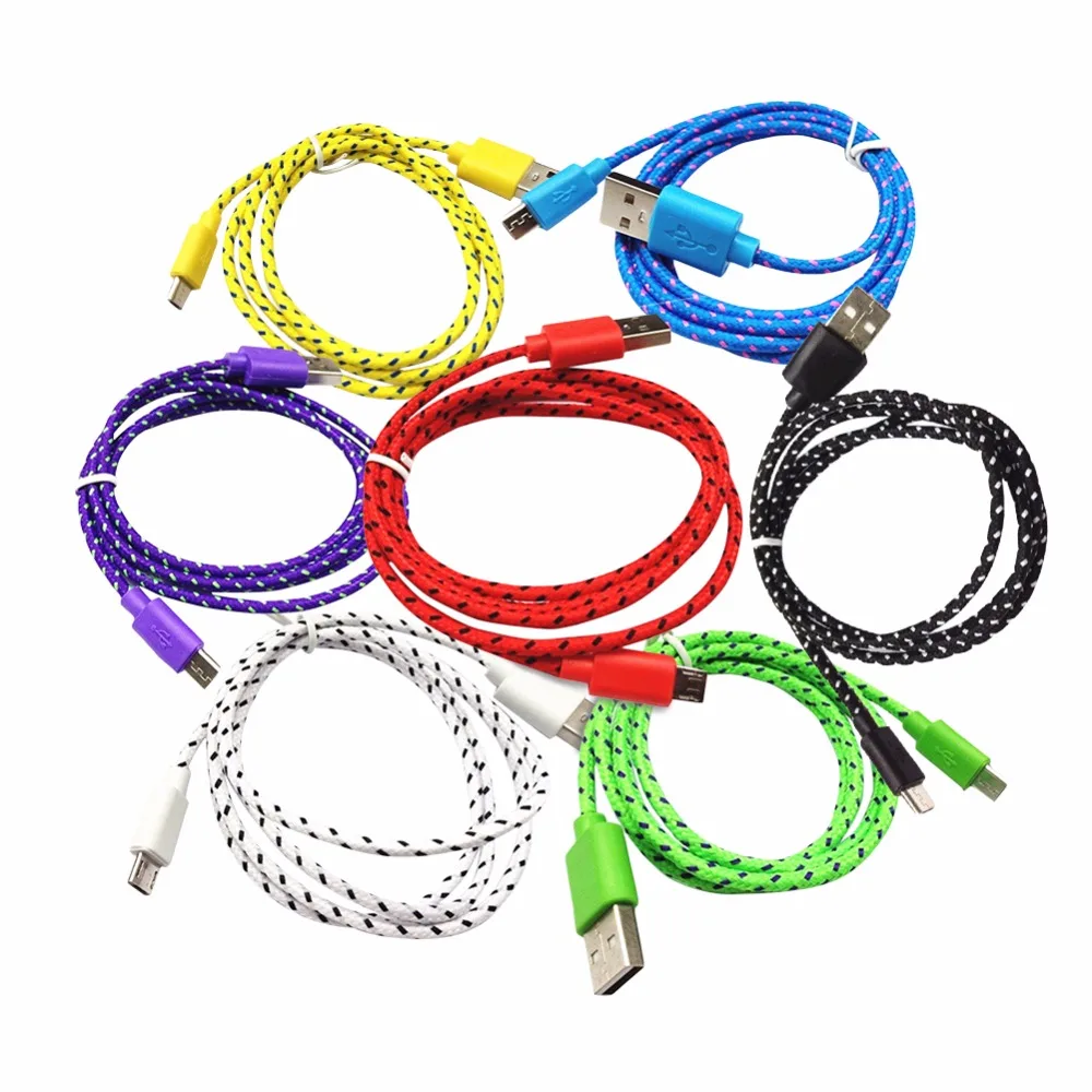  1m 2m 3m Nylon Braided Fabric Micro USB Cable Charger Data Sync USB Cable Cord for Samsung Galaxy S4 xiaomi Android Smart Phone 