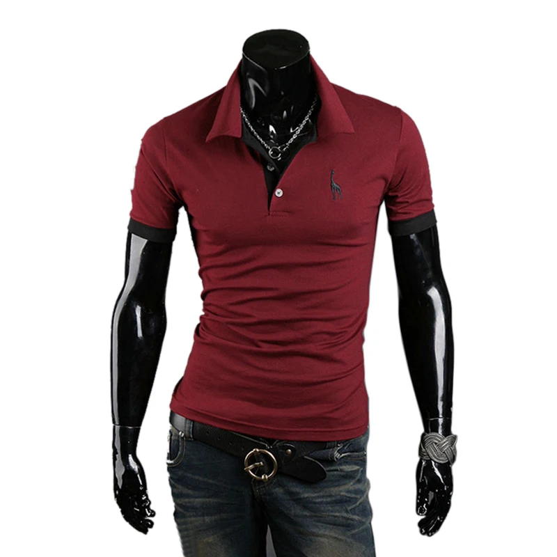 

LASPERAL Brand Polo Shirt Men Fashion Solid Short Sleeve Polo Shirt Casual Deer Print Turn-down Collar Mens Clothing Plus Size