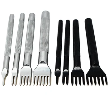 

Newly 4pcs New 4mm Leather Craft Tools Hole Punches Lacing Stitching Punch 1+2+4+6 Prong DIY VA88
