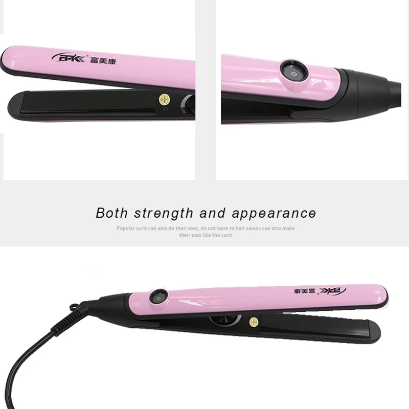 

FMK Tourmaline Ceramic Mini White Hair Straightener Use Portable Irons Flat Iron Professional Straightening Styling Tools