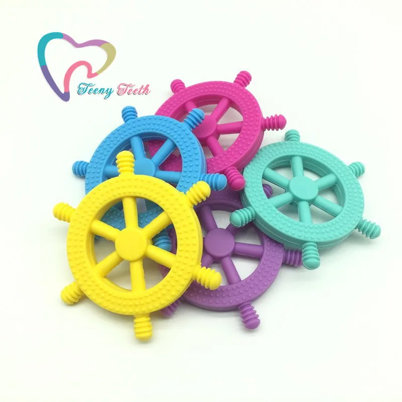

Teeny Teeth 5 PCS silicone baby sensory helm wheel pendants teether necklaces pendants nursing wheel chew chewelry baby pendant