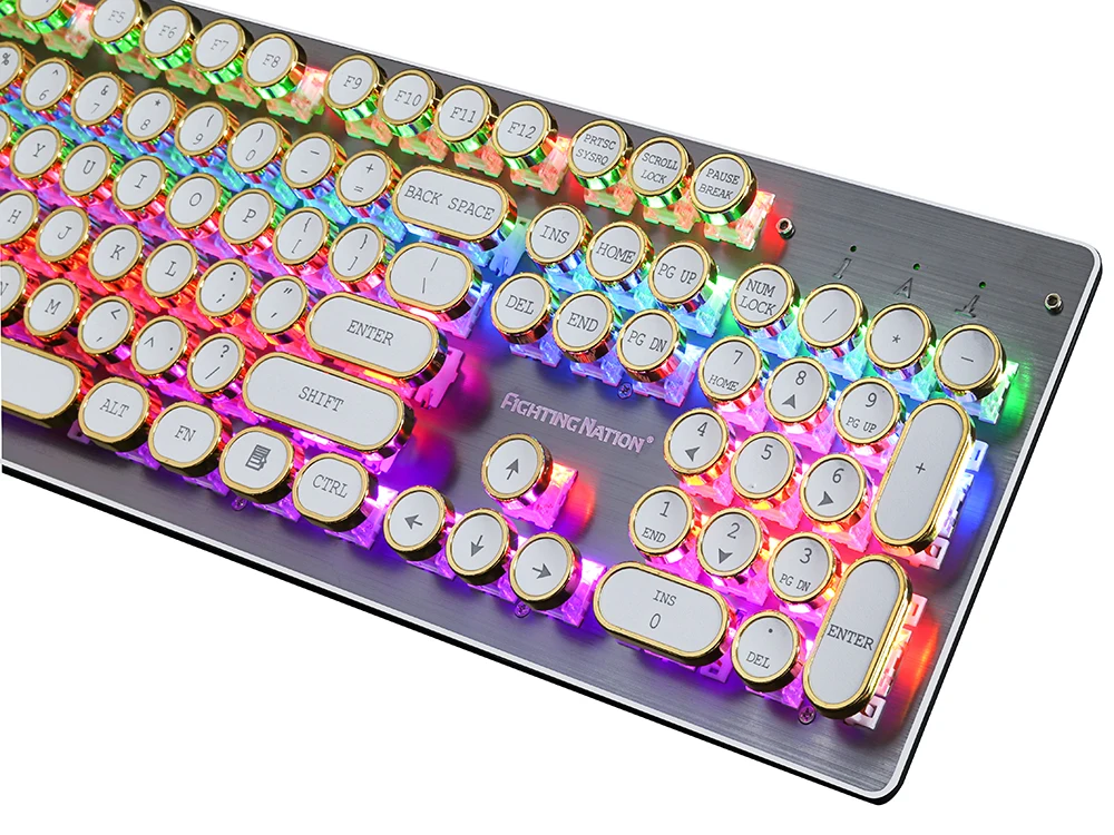 Механическая игровая подсветка светящаяся клавиатура круглая квадратная кнопка синий переключатель 104 клавиш металлический алюминиевый сплав панель подсветка светодиодный