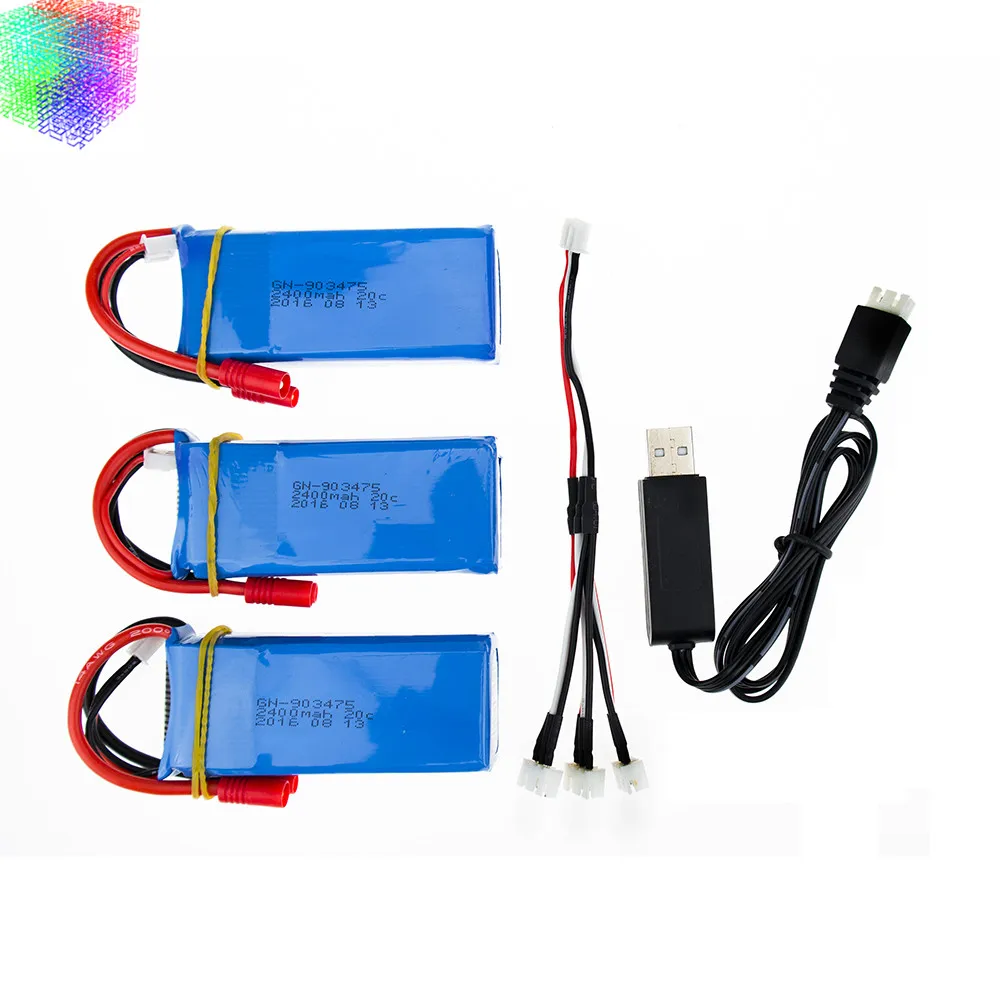Батарея 7 4 В 2400 мА/ч 3 шт. батарея Lipo X8C и USB зарядное устройство для syma X8W X8G rc