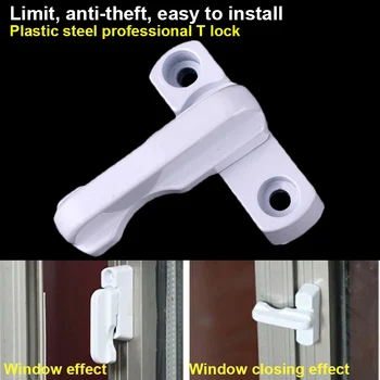 

Plastic UPVC T-Shape Lock for Window Door Sash Jammers Extra Security Lock MAL999