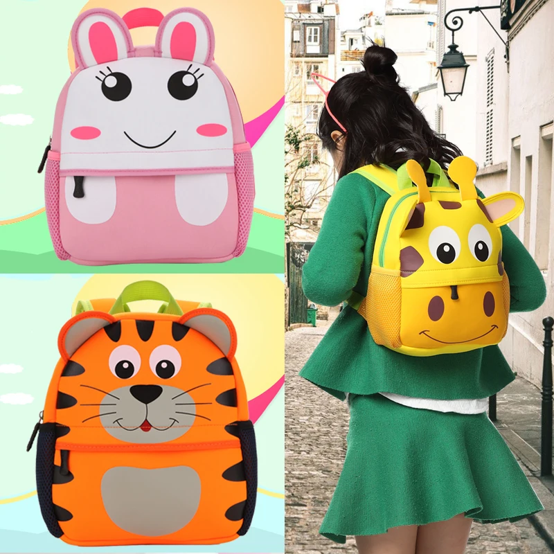 

2019 Neoprene Skin Face Animal Cartoon Head Bag Nursery Schoolbag Cute Child Cute Backpack