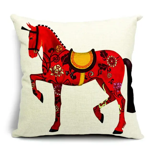 Imperial Crown Horse Cushion Without Core Car Seat Sofa Decorative Imperial Crown Horse Cushion Without Core Car Seat Sofa Decorative Pillows Cotton Linen Chair Throw