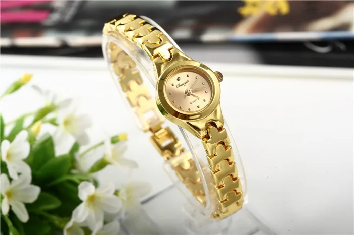 Женские часы с круглым циферблатом, горячая Распродажа, золотые часы с пластиной из нержавеющей стали, кварцевые часы, женские наручные часы, элегантные женские часы, Лидер продаж