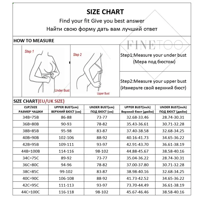 Bra Cup Chart Size