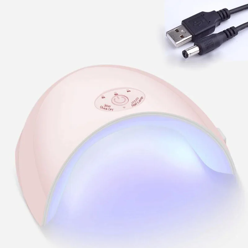 36 Вт УФ-лампа для ногтей из АБС-пластика, Гель-лак для ногтей, отверждающий светильник, инструмент для маникюра, оборудование для дизайна ногтей, светодиодный Сушилка для ногтей - Цвет: pink lamp USB line