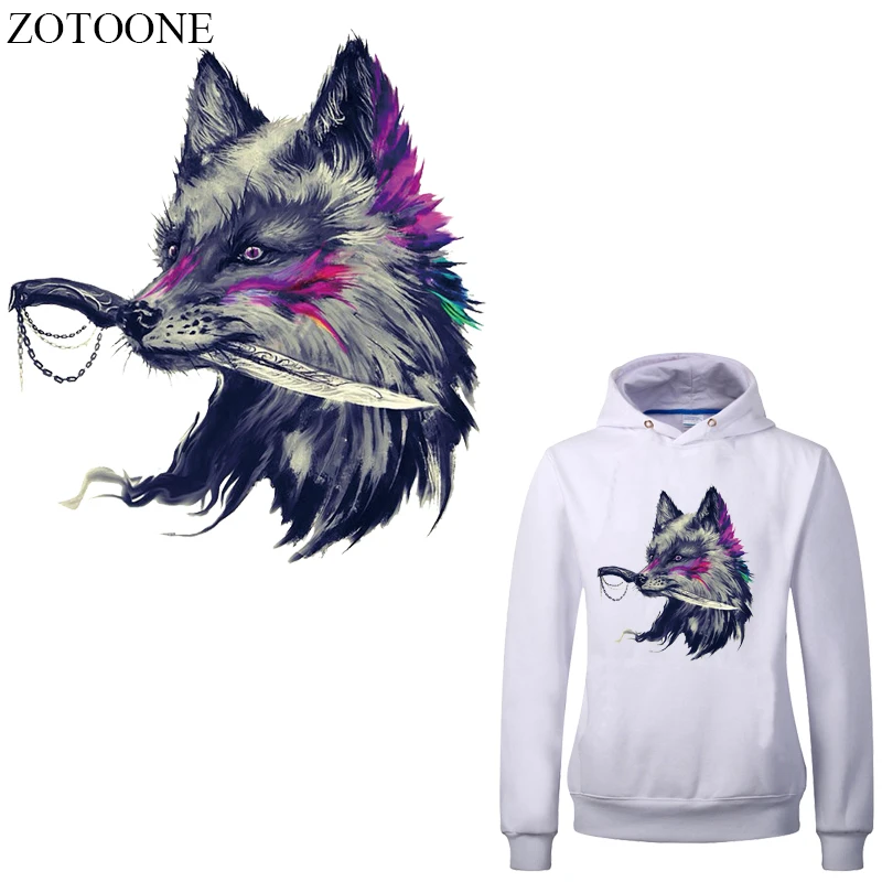 

ZOTOONE Cool Wolf Patches Heat Transfer Vinyl Stickers on Clothes Applique Iron on Transfers for Clothing DIY T-shirt Dress