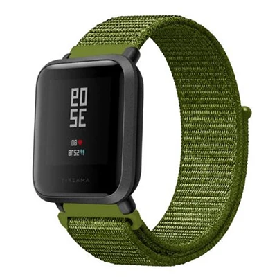 Красочная нейлоновая тканая группа часов для samsung Galaxy Watch 42 мм Замена 20 мм ремешок для Amazfit Bip браслет - Цвет: army green