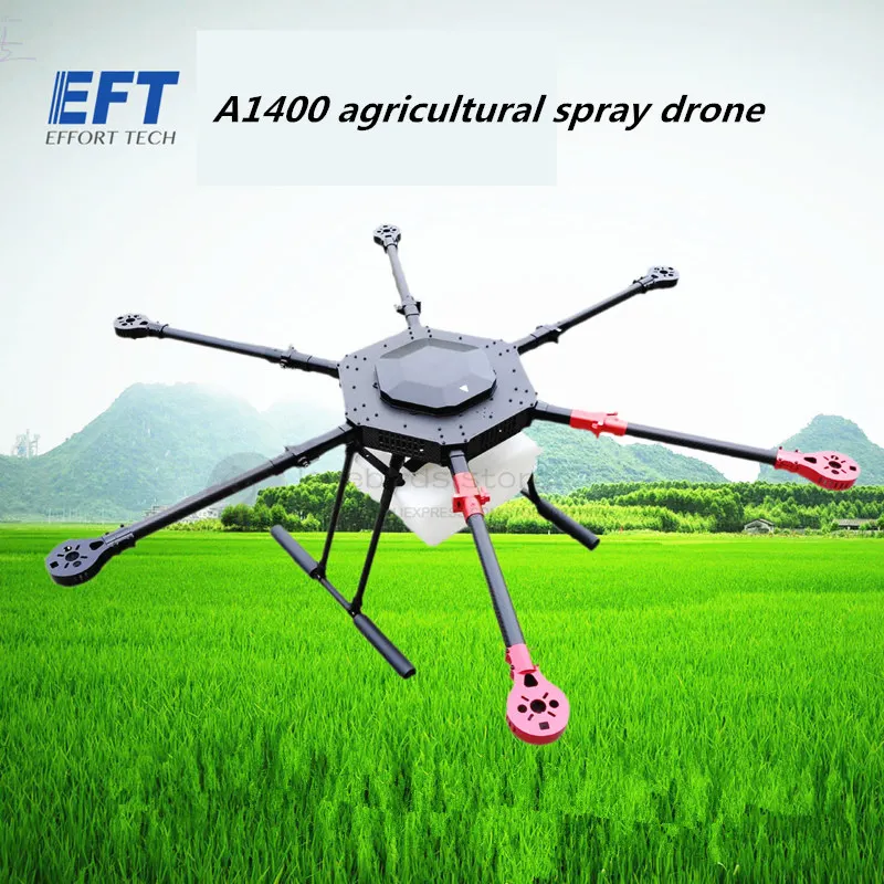 

EFT DIY A1400 10L / 10KG Agriculture spray hexacopter drone 1400mm pure carbon fiber annular folding frame kit wing arm spraying