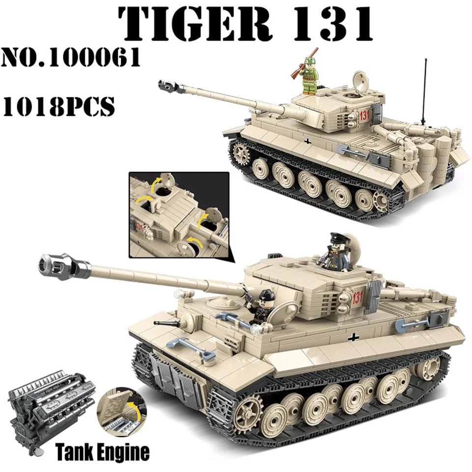 

LEgoed WW2 Military Series Tiger Tank Model Building Blocks Toys Educational Model Bricks Toys Gifts Compatible Legod Technic
