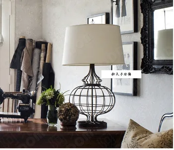 

TUDA38X58cm Free Shipping American Country Style Table Lamp Fashion Creative Iron Art Table Lamp Cloth Lampshade Table Lamp E27