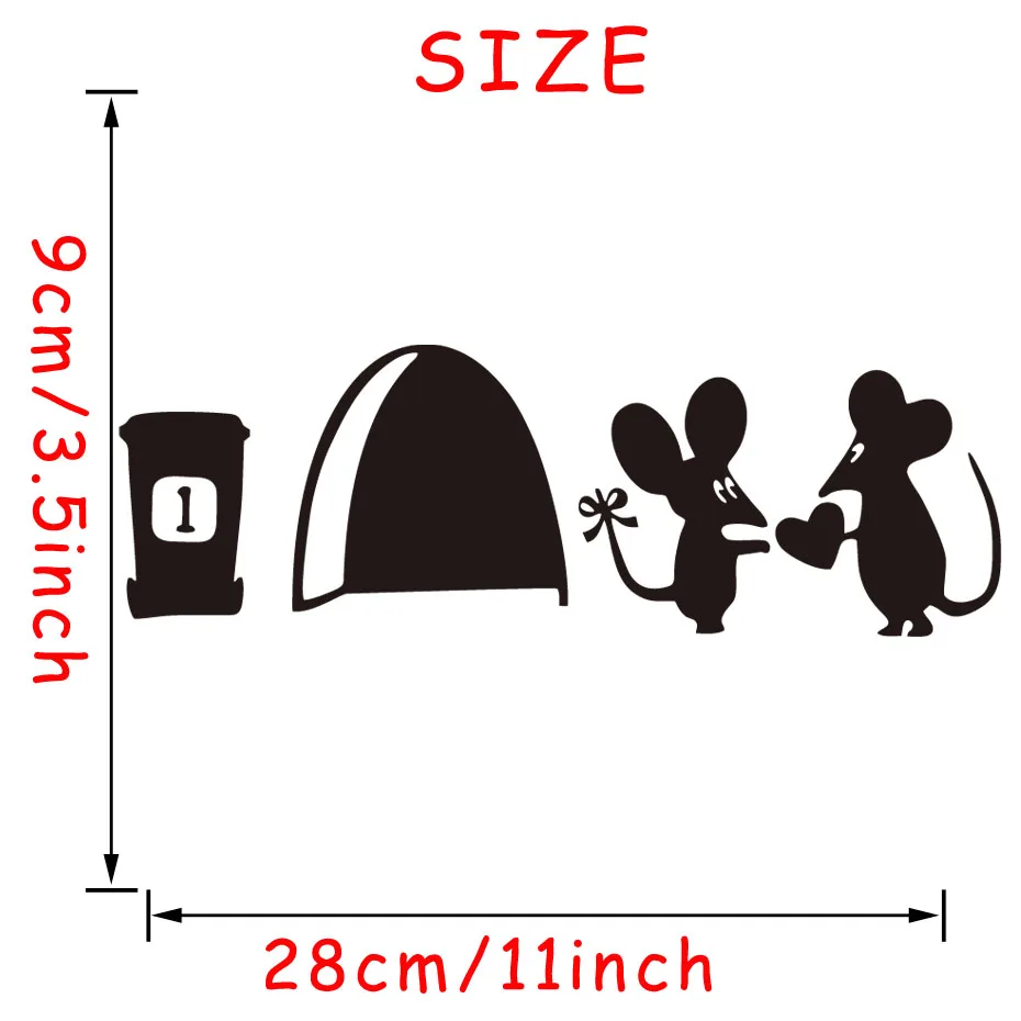 Modern Cartoon Mouse Hole Vinyl Wall Stickers For Living Room Kids Bedroom Decals Removable Self Adhesive 5