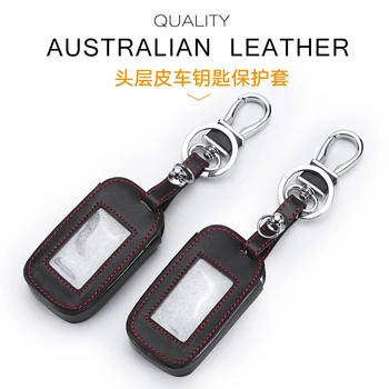 

Leather Key Cover For Starline E90 E91 E60 E61 E62 LCD Remote Control Only Two Way Car Alarm Keychain Case
