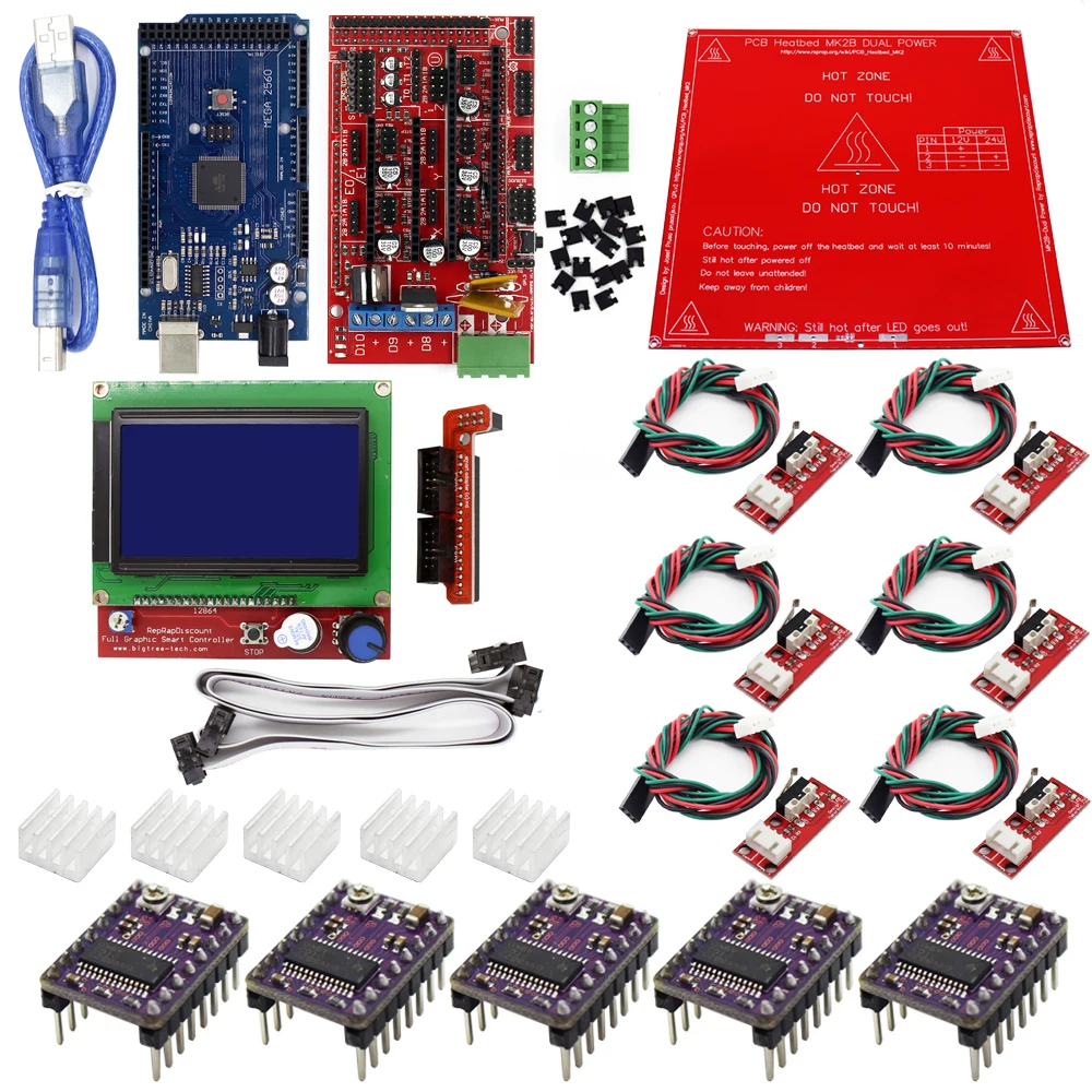 MK2B Heatbed mega 2560 3D Printer Kit Ramps 1.4 Controller Reprap Prusa i3