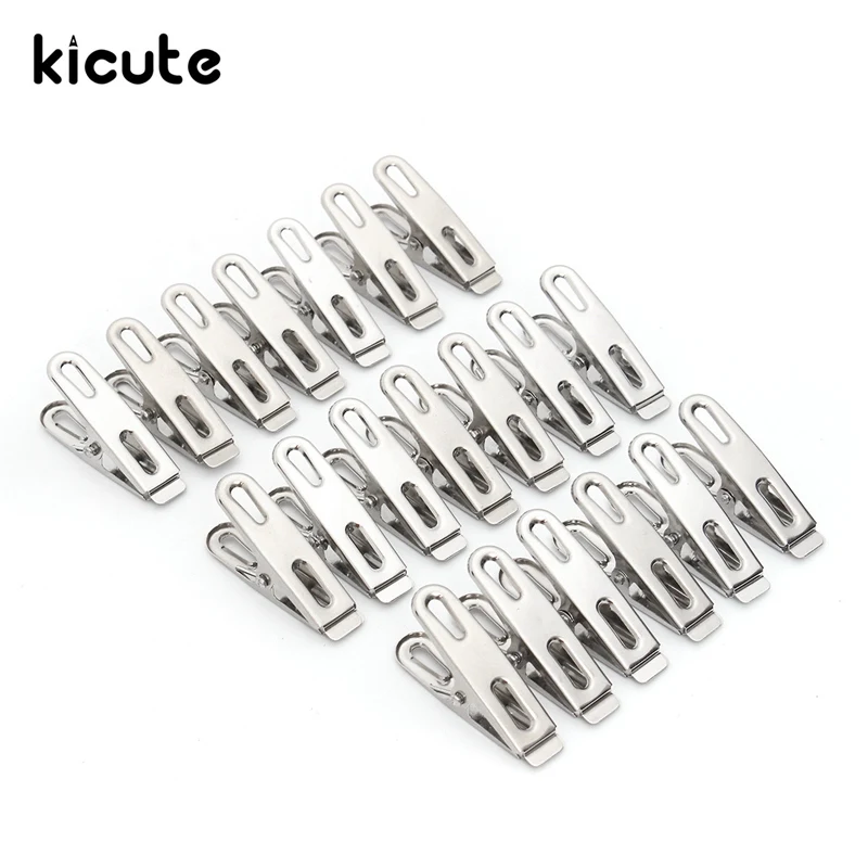 20 шт./упак. Прачечная бытовой Нержавеющая сталь одежда висит Pins колышки мини декоративные металлические зажимы пальто вешалка для брюк, стеллажи для выставки товаров