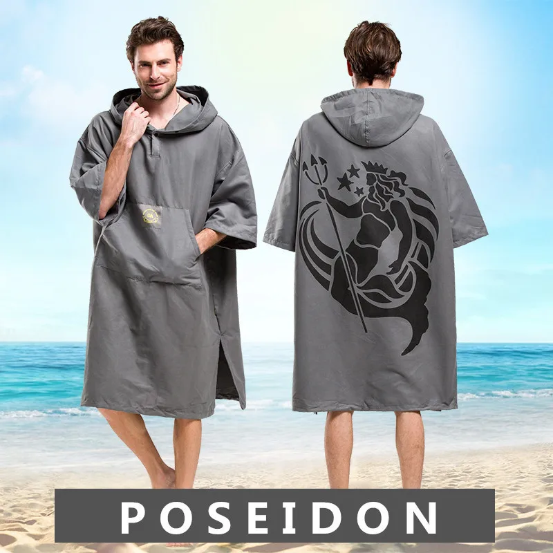 Банный халат с принтом Poseidon банное полотенце для взрослых пляжное капюшоном
