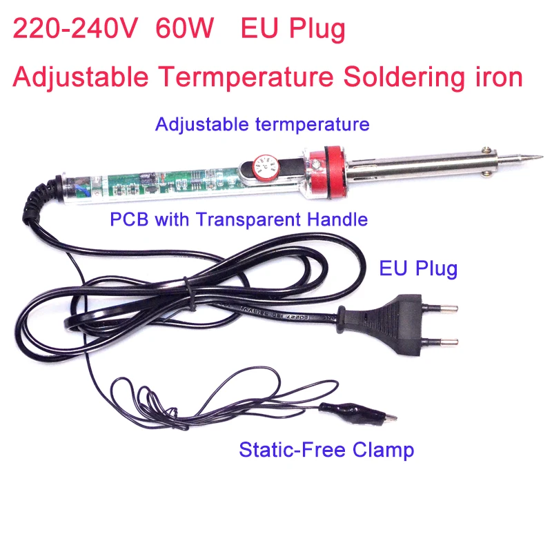 Бесплатная Доставка 2 европейская вилка Температура Регулируемая Электрический паяльник AC 220-240 В 60 Вт + de Паяльник 40 Вт