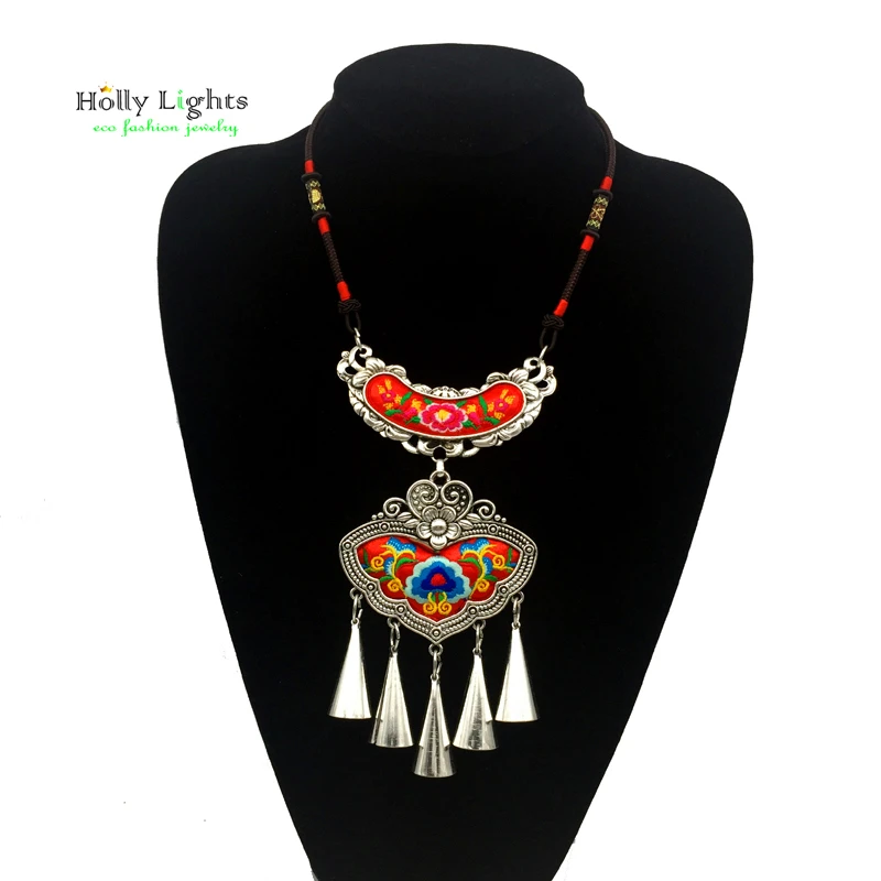 

For women ethnic necklace&pendant multicolor boho choker tribal bohemian collar big female jewellery embroidery flower 2017 new