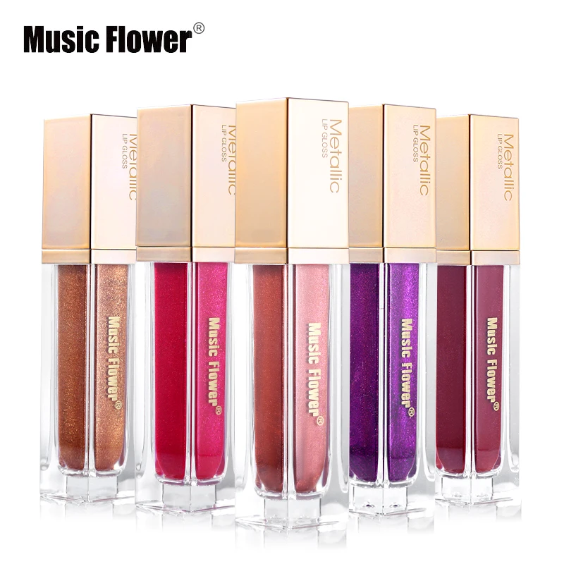

Music Flower Brand Shimmer Lip GLoss Liquid Lipstick Set Long Lasting Makeup 8 Color Shine Glitter Lipgloss Waterproof Cosmetics