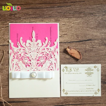 

20pc Different colors square laser cut custom make wedding cards invitation