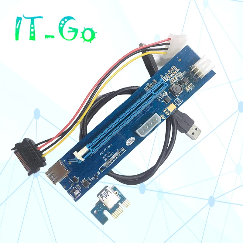 

6PCS 4Pin 6Pin 2 In 1 Riser Pci-e PCIe Extender Pci Express Riser Card 1x To 16x 60cm Usb 3.0 Cable For Bitcoin Miner