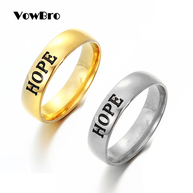 

VowBro Fashion Gold Silver Color Hope Letters Rings For Women Female Statement Engagement Party Jewelry 2018