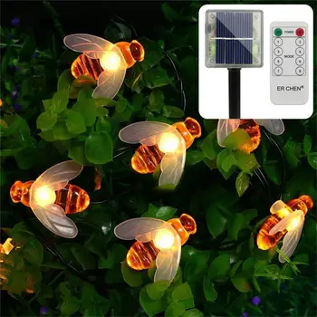 

RuiChen Remote Control Solar Powered String Lights, 30 Cute Honeybee Led Lights, 15FT 8 Modes Waterproof Fairy Decorative Light