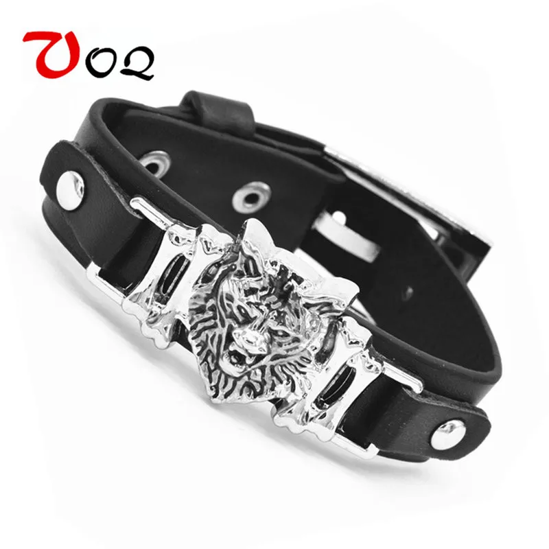

Tokyo Animation Final Fantasy VII 7 Cloud Wolf Wristband Cosploy Bracelets Advent Children Black Leather Bracelet Men Jewelry