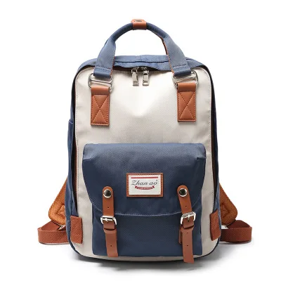 Холщовые рюкзаки для женщин, фирменный дизайн, маленький рюкзак для девушек, рюкзак для путешествий, школьные сумки для девочек, mochila mujer borse - Цвет: blue Beige