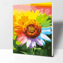 Цветной Подсолнух картина с цветами по номерам Современные Wall Art расписанную Цифровая живопись маслом на холсте для украшения дома