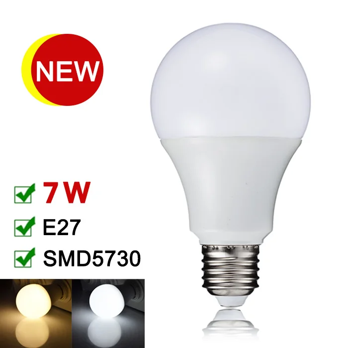 

HOT LED Bulb E27 7W 110V 220V LED Lamp Light SMD5730 Real Watt LED Light High Quality Lampada LED Warm White/Cold White
