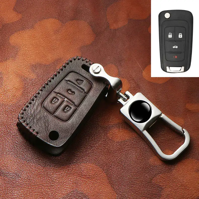 

Genuine Leather Car Key Case Cover For for Chevrolet Cruze for Buick AVEO SAIL TRAX MALIBU CAPTIVA Etc fold key Car Styling