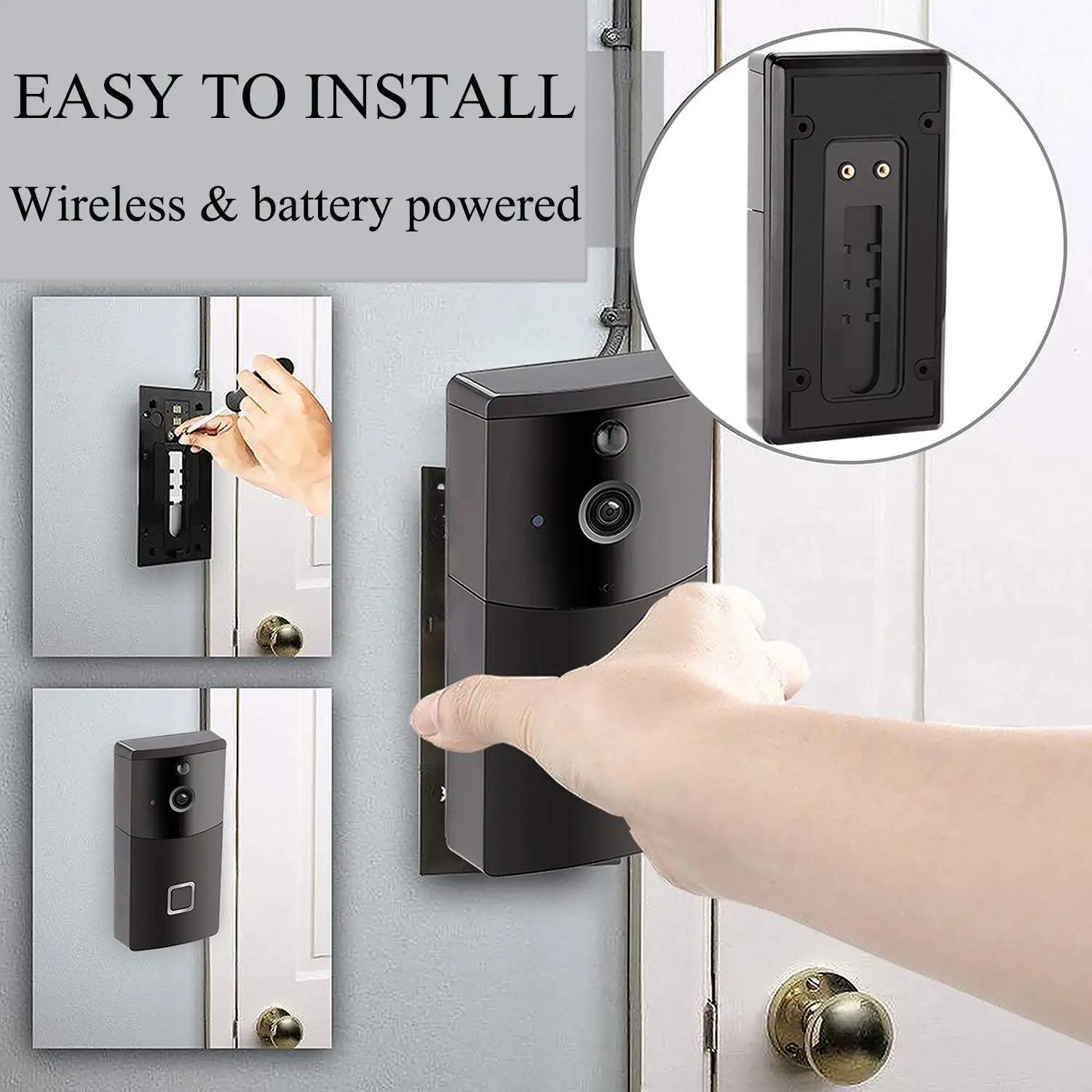 

WiFi Video Doorbell, Wireless Smart Doorbell Camera, 720P HD Wifi Security Camera Real Time Video Two-Way Audio Intercom, Nigh