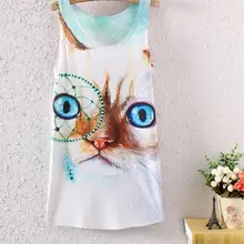 Модные женские жилеты с принтом большого кота, новые летние популярные майки в европейском и американском стиле для женщин,, женский жилет